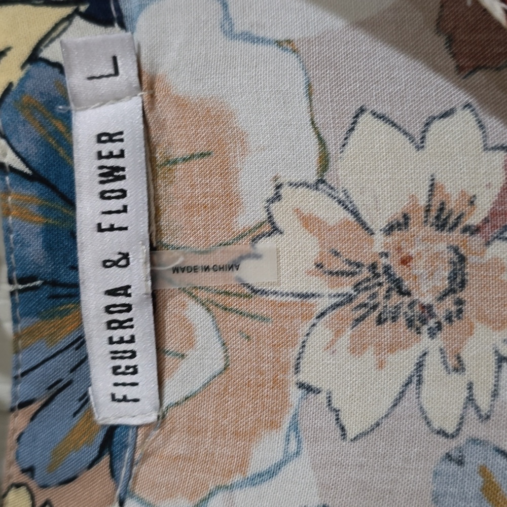 EUC-Floral Button-Up Blouse - Blue and Yellow - Picture 2 of 6